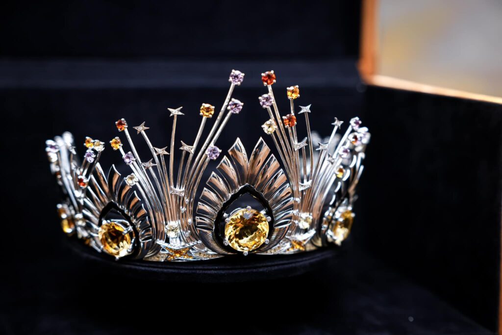Couronne Diadème Strass Goutte D'eau - Style Rétro Pour Mariage, Fête, Concours | En Alliage, Diamètre 12cm
